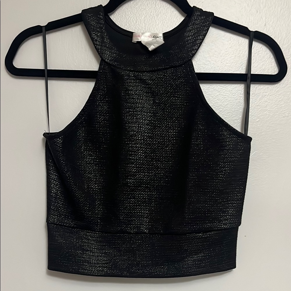 a'gaci Black Fitted Crop Tank Top